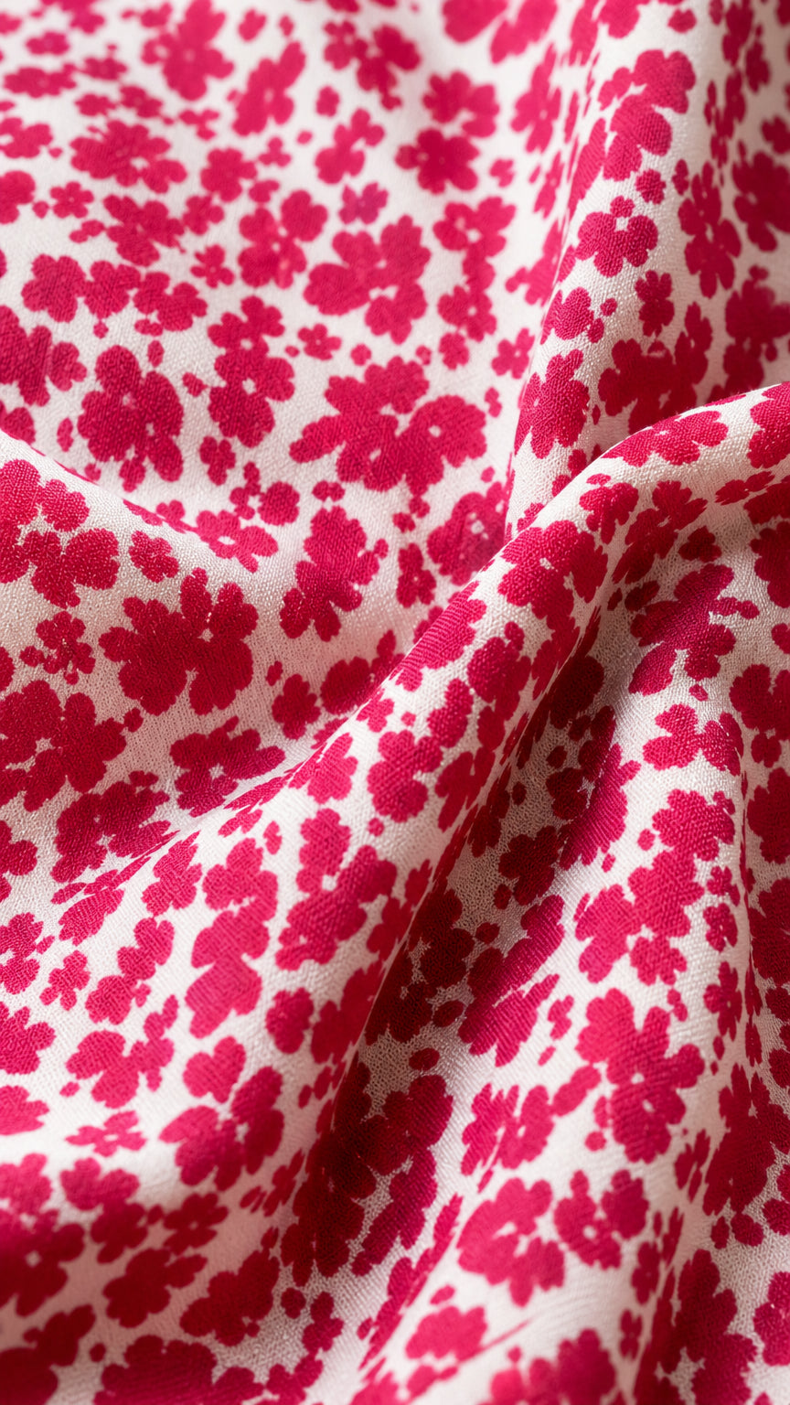 Close-up of hot pink floral fabric texture