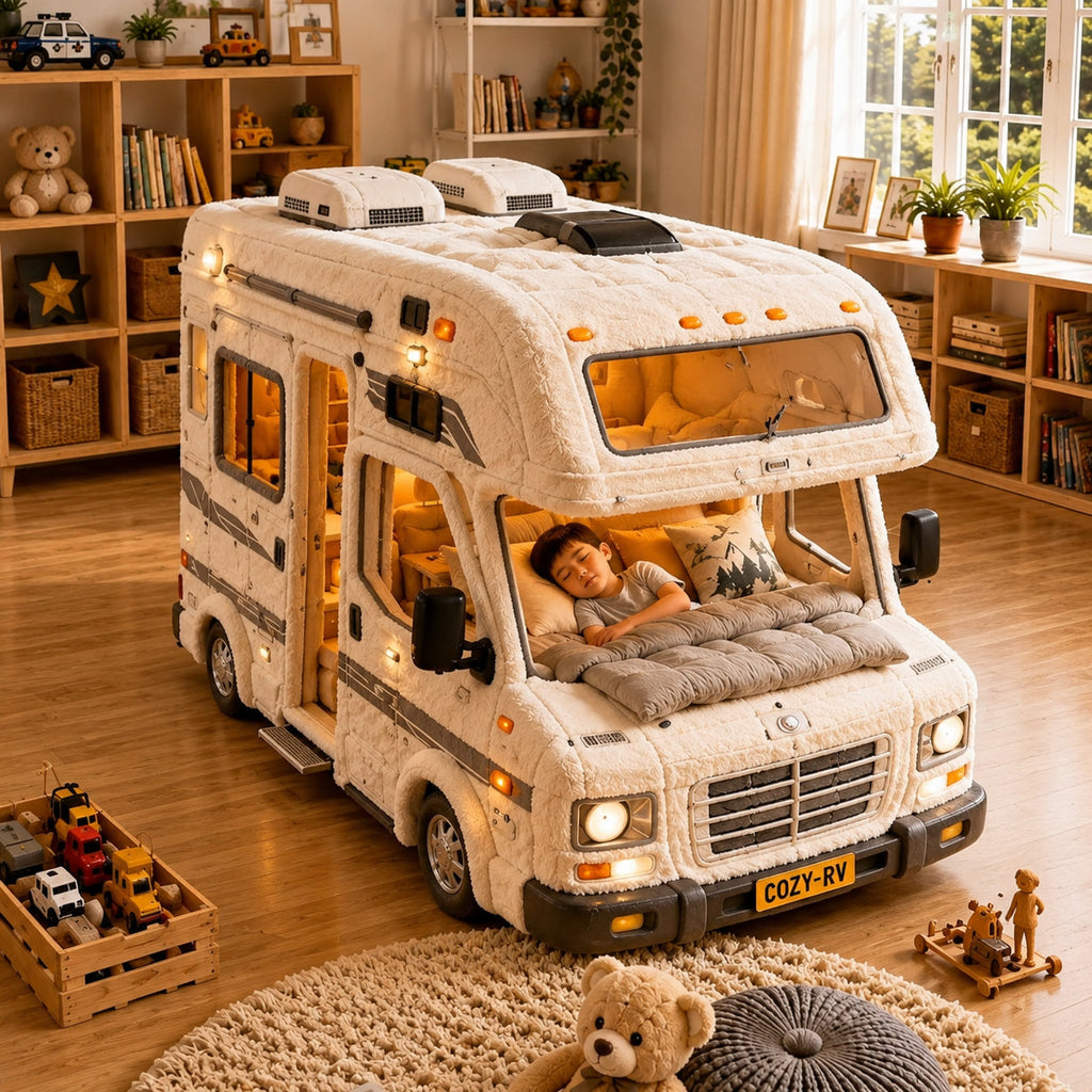 Camper-Inspired Plush Sleeping Bed