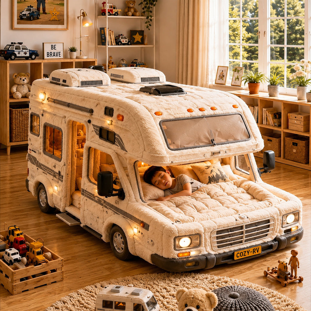 Camper-Inspired Plush Sleeping Bed