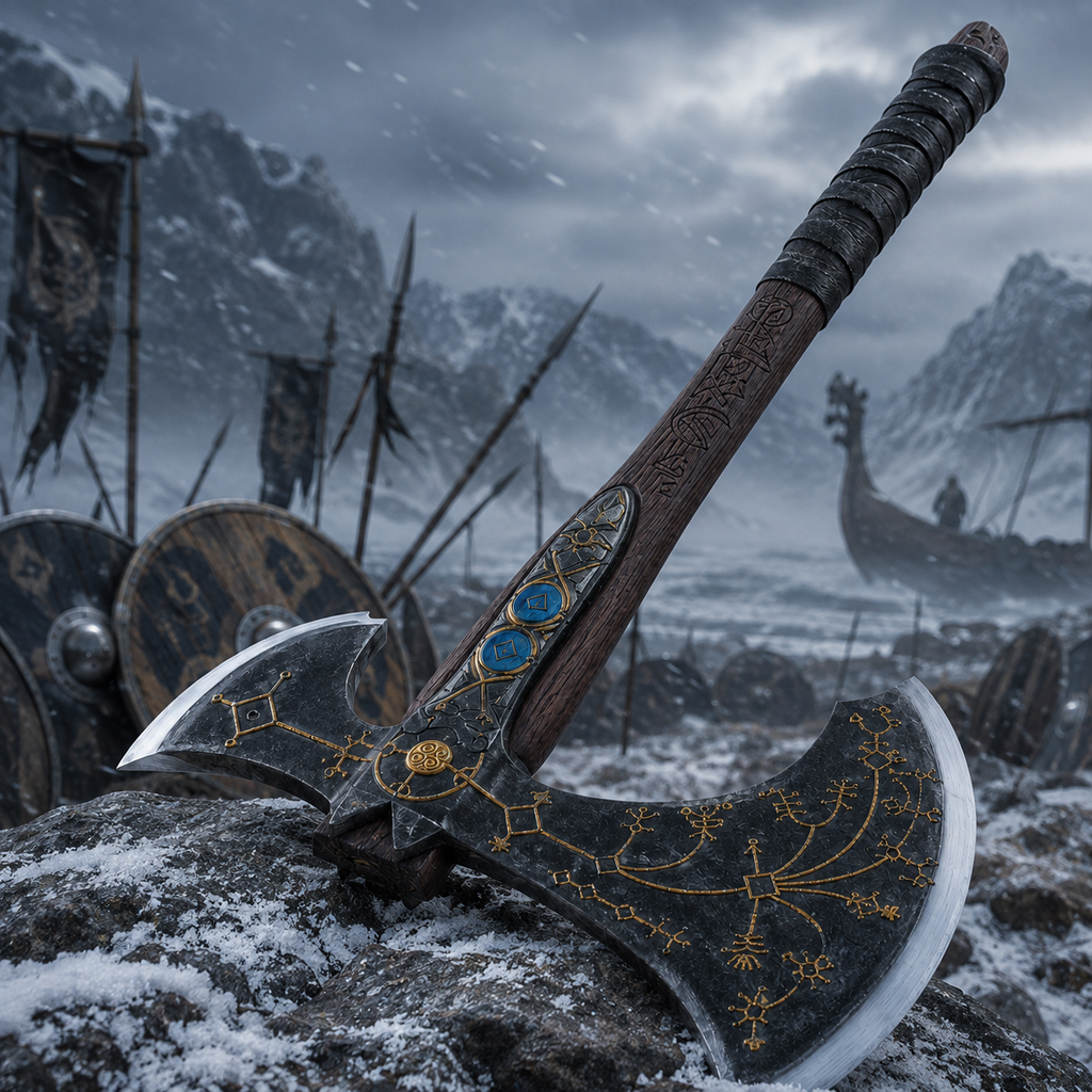 Viking-Inspired Rune Display Sculpture