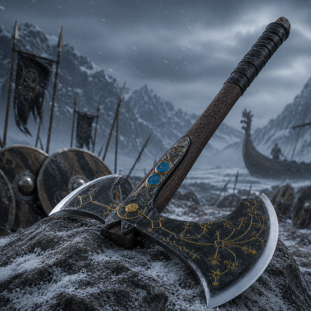 Viking-Inspired Rune Display Sculpture