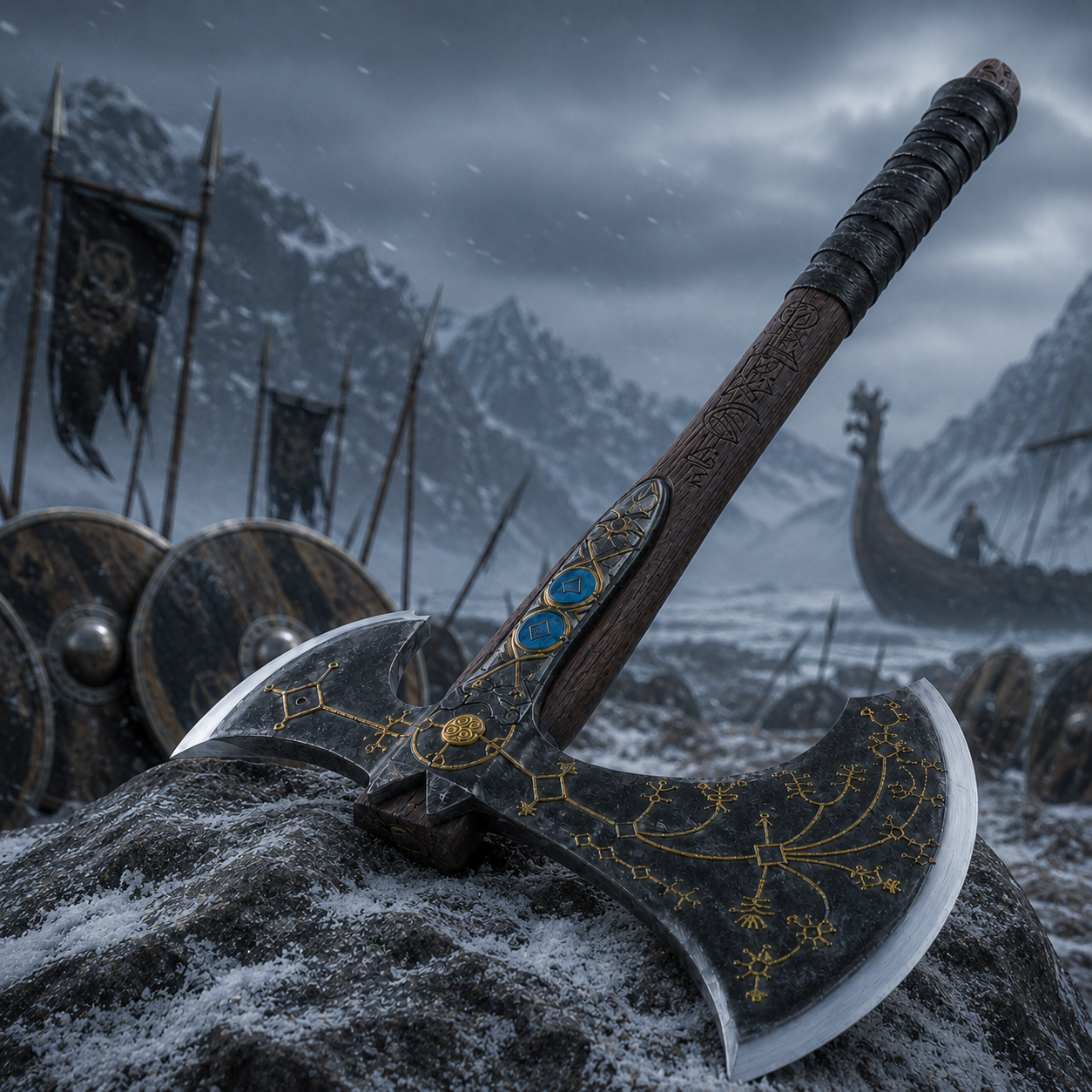 Viking-Inspired Rune Display Sculpture