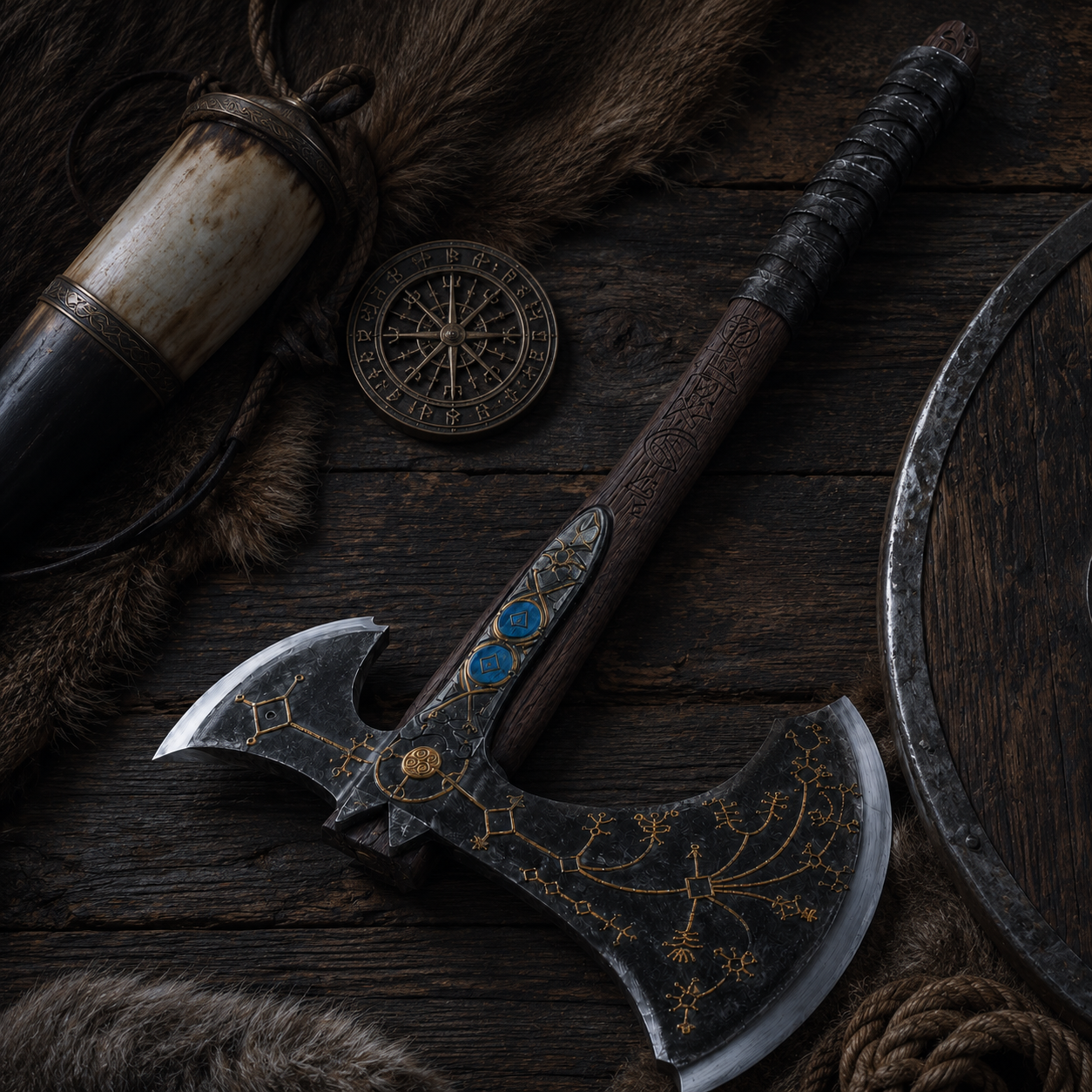 Viking-Inspired Rune Display Sculpture