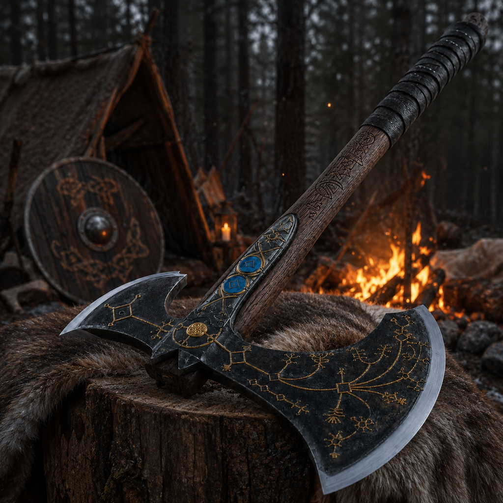 Viking-Inspired Rune Display Sculpture