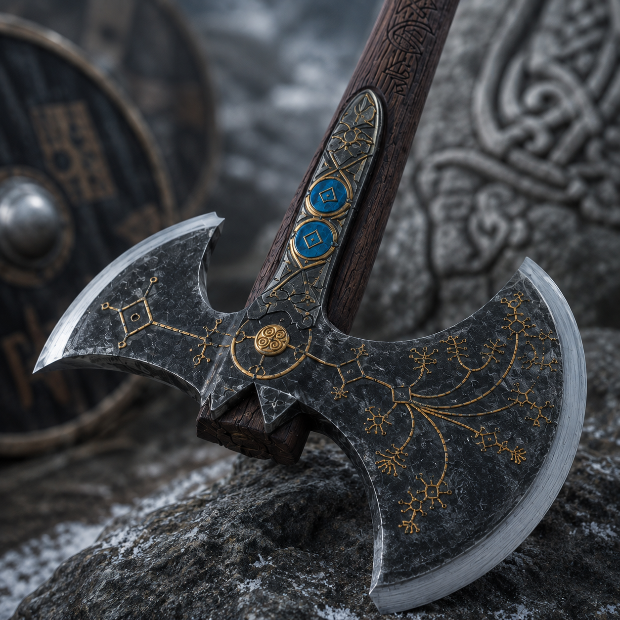 Viking-Inspired Rune Display Sculpture