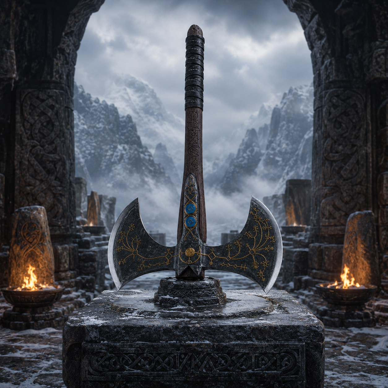 Viking-Inspired Rune Display Sculpture