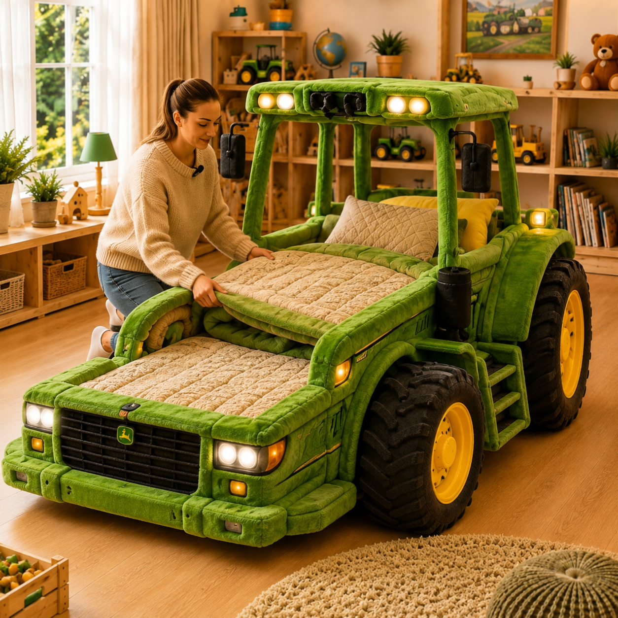 Farm Tractor Plush Sleeper Bed