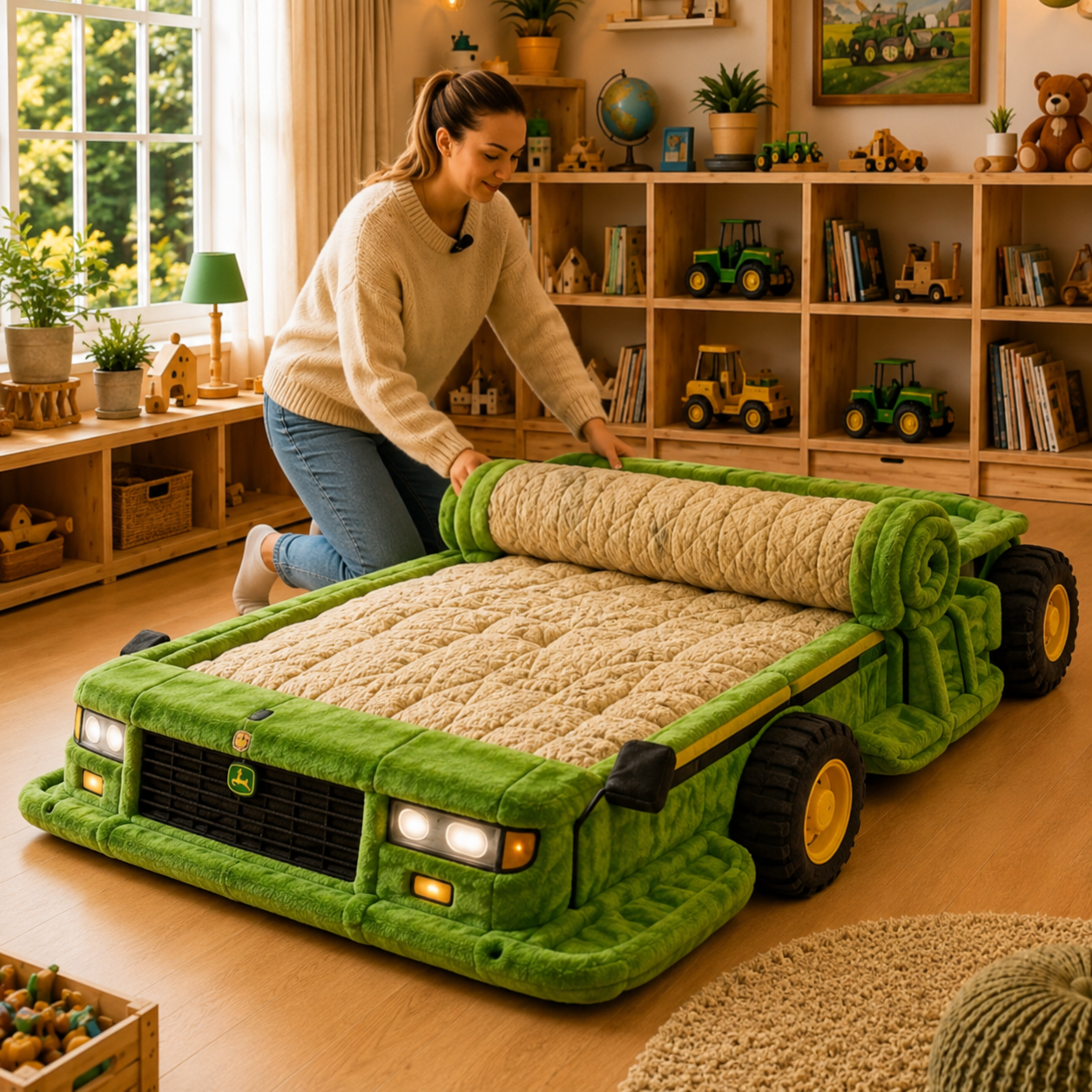 Farm Tractor Plush Sleeper Bed